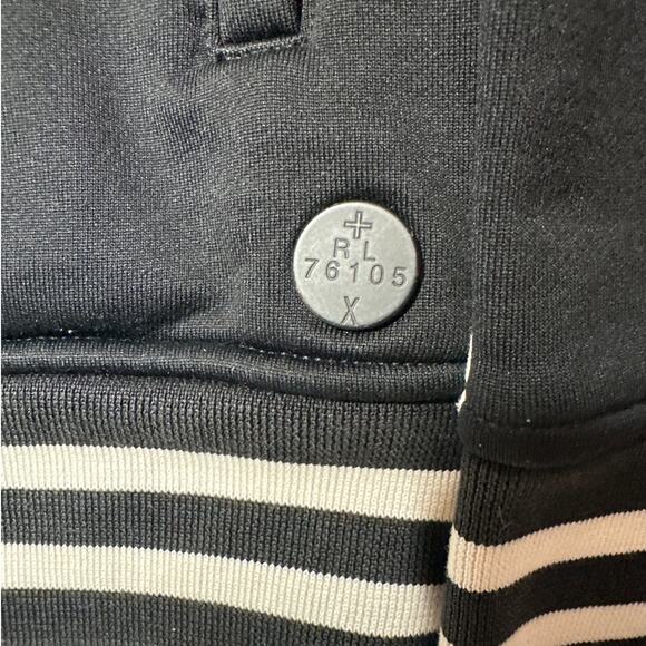 Polo Ralph Lauren Men’s XL Track Jacket Black Stripes Crest Logo Two-Way Zip - Picture 5 of 13